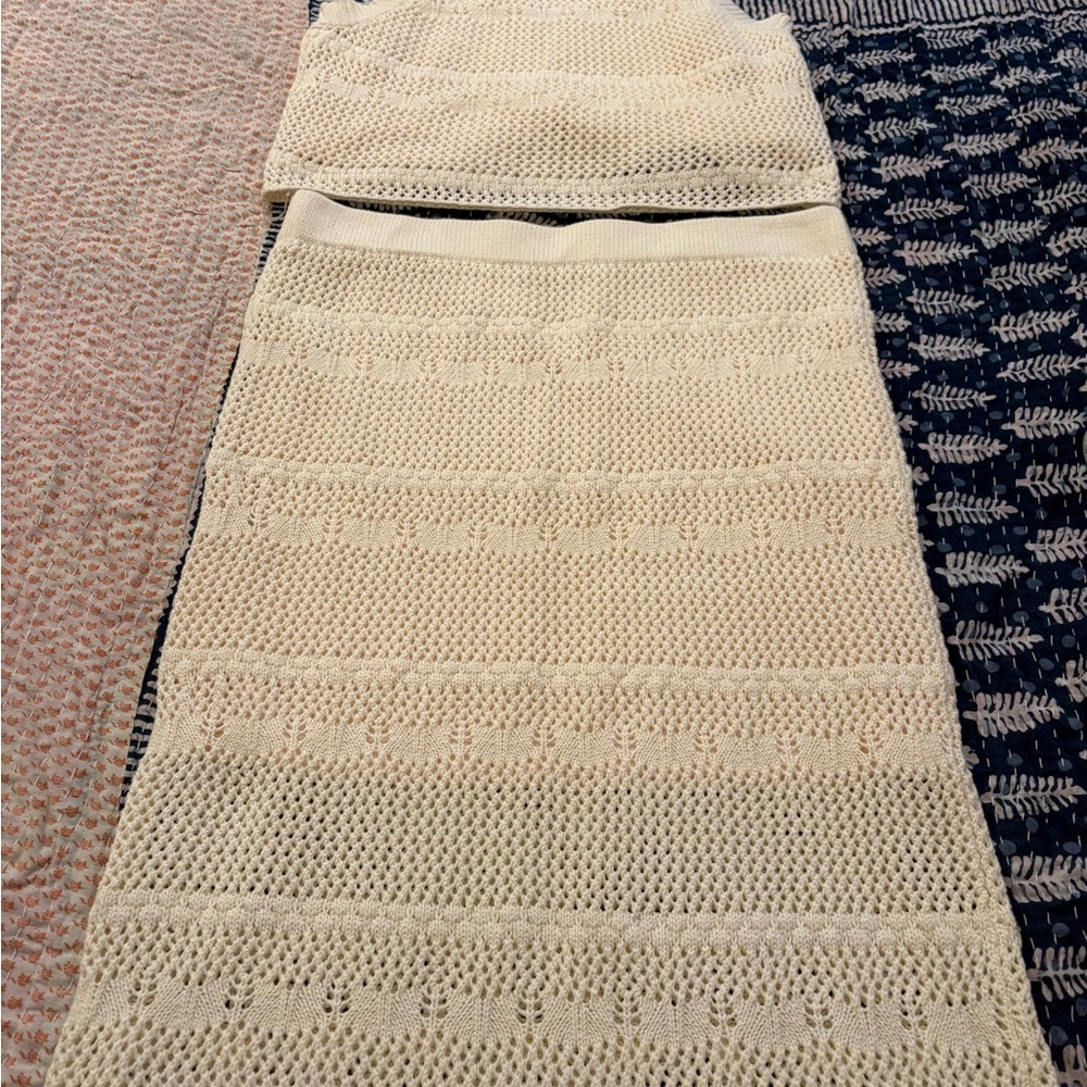 NWOT Set Haute Hippie Cream Knit Tank and Skirt - Picture 9 of 10